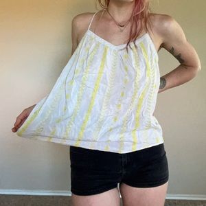 Embroidered white flow tank